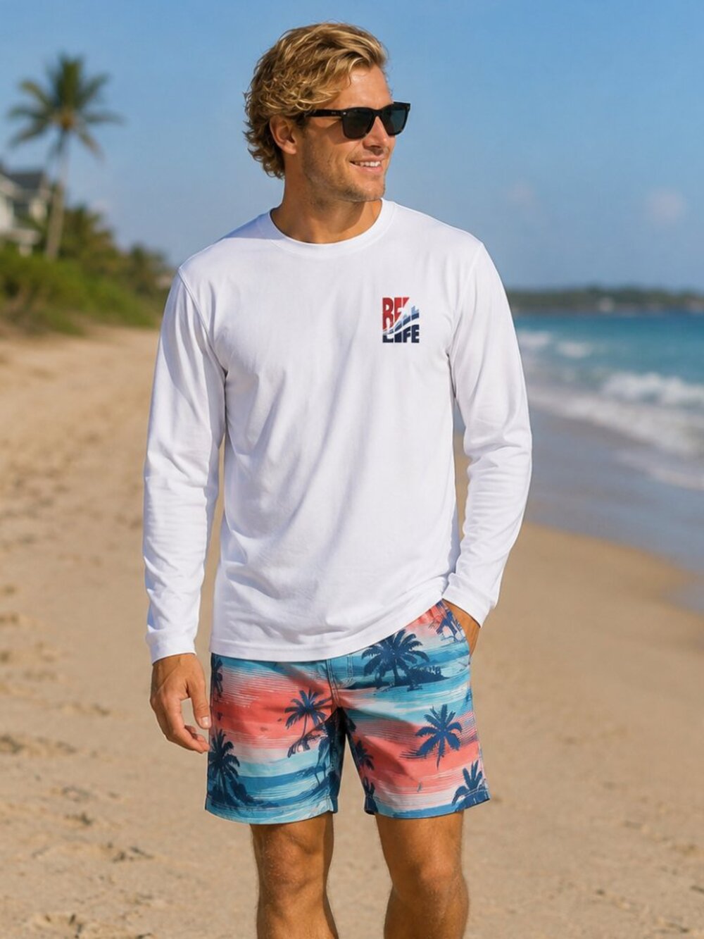 Reel Life "Jax Beach" long sleeve white t-shirt size XL